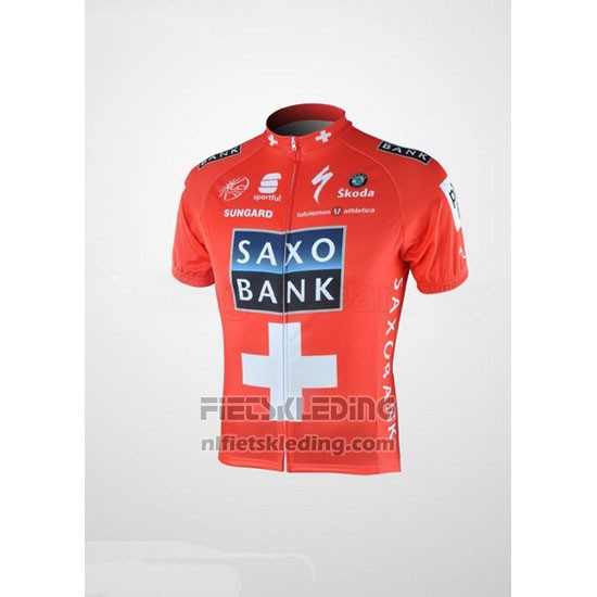 2010 Fietskleding Saxo Bank Kampioen Zwitserland Korte Mouwen en Koersbroek